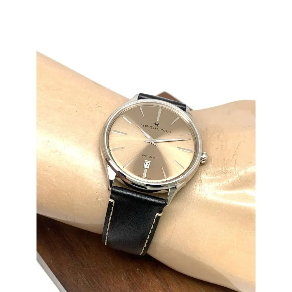 Hamilton Men's Watch H38525721 Swiss Automatic Beige Dial Leather Band 40mm